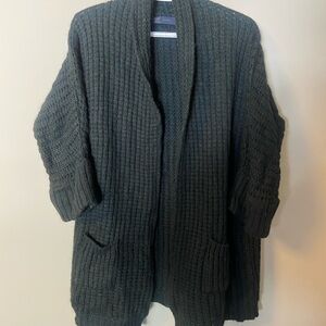 Zara Dark Green Ribbed Knit Cardigan